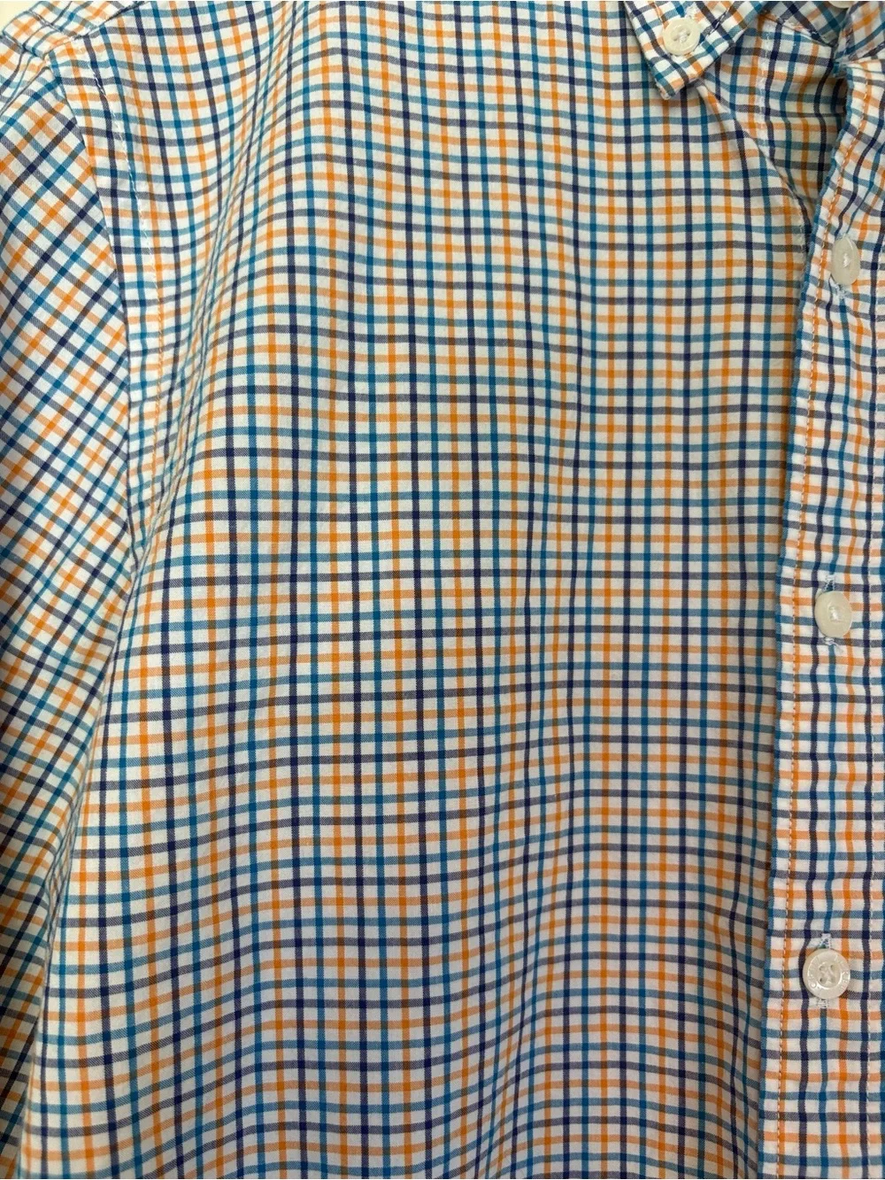 J Crew Men's Checked Button-Down Long Sleeve Shirt Blue & Orange Size Medium